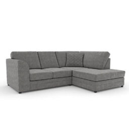 Furnishings For Less UK Quilted Soft Chenille Grey Fabric 3 To 4 Seater L Shaped Corner Sofa Grey Right Hand Facing - Scatter Back - thumbnail 1