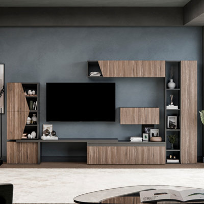 Decorotika Baku Moduler Modern Tv Unit Wall Mount Customizable Layout Black Alina - image 1