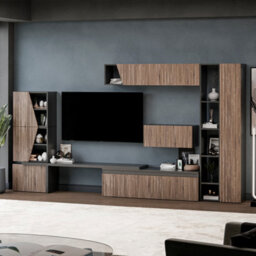 Decorotika Baku Moduler Modern Tv Unit Wall Mount Customizable Layout Black Alina - thumbnail 2
