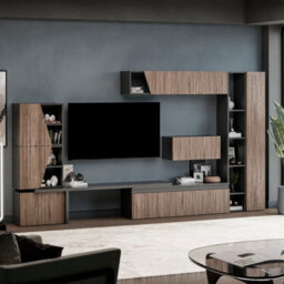 Decorotika Baku Moduler Modern Tv Unit Wall Mount Customizable Layout Black Alina - thumbnail 3