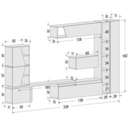 Decorotika Baku Moduler Modern Tv Unit Wall Mount Customizable Layout Black Alina - thumbnail 6