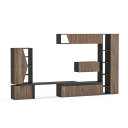 Decorotika Baku Moduler Modern Tv Unit Wall Mount Customizable Layout Black Alina - thumbnail 4