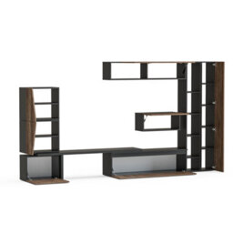 Decorotika Baku Moduler Modern Tv Unit Wall Mount Customizable Layout Black Alina - thumbnail 5