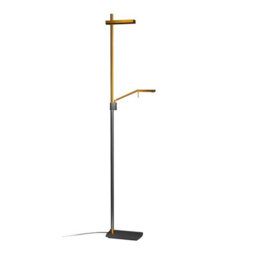 Luminosa Lighting Luminosa Phuket Floor Lamp 2 Light 21W Down 7W Up Led 3000K, 3000Lm, Touch Dimmer, Copper/anthracite