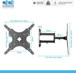 "Harbour Housewares Articulating Tv Wall Bracket - 25-60"" - Black" - thumbnail 6