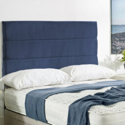 "Urban Textures - Siera Plush Velvet Upholstered Horizontal Lined Divan Bed Headboard 20"" - Navy"