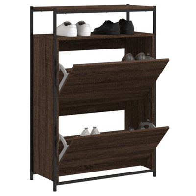 Berkfield Shoe Cabinet Brown Oak 75X34X112 Engineered Wood - image 1
