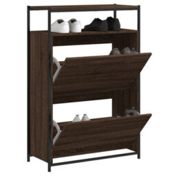 Berkfield Shoe Cabinet Brown Oak 75X34X112 Engineered Wood - thumbnail 1