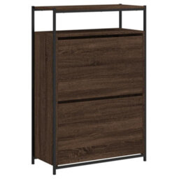 Berkfield Shoe Cabinet Brown Oak 75X34X112 Engineered Wood - thumbnail 4