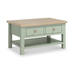 Farro  Sage Coffee Table With Washed Oak Top - By Roseland Furniture - thumbnail 4