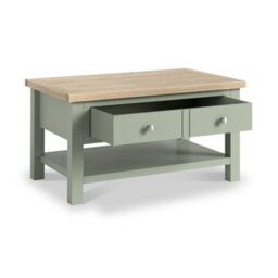 Farro  Sage Coffee Table With Washed Oak Top - By Roseland Furniture - thumbnail 3