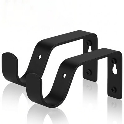 Ameha Matte Black Curtain Rod Brackets Heavy Duty Metal Holders, Wall Support Curtain Pole Brackets, Pack Of 2 - image 1