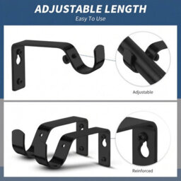 Ameha Matte Black Curtain Rod Brackets Heavy Duty Metal Holders, Wall Support Curtain Pole Brackets, Pack Of 2 - thumbnail 6