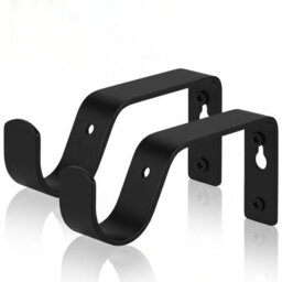 Ameha Matte Black Curtain Rod Brackets Heavy Duty Metal Holders, Wall Support Curtain Pole Brackets, Pack Of 2 - thumbnail 1