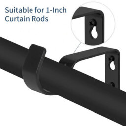 Ameha Matte Black Curtain Rod Brackets Heavy Duty Metal Holders, Wall Support Curtain Pole Brackets, Pack Of 2 - thumbnail 5
