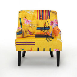 Fabric Gold Patchwork Lydia Accent Chair - thumbnail 3