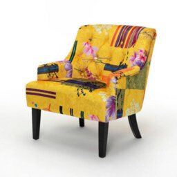Fabric Gold Patchwork Lydia Accent Chair - thumbnail 2