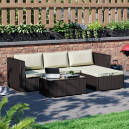 Lassic Garden Vida Hampton Brown 4 Seater Corner Rattan Garden Outdoor Ukfr Bistro Set - thumbnail 1