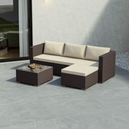 Lassic Garden Vida Hampton Brown 4 Seater Corner Rattan Garden Outdoor Ukfr Bistro Set - thumbnail 2