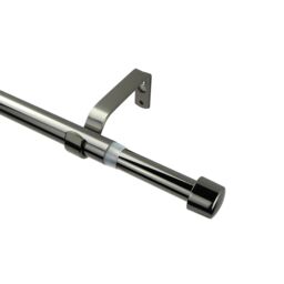 GoodHome Kimlos Gloss Black Nickel Effect Extendable Cap Single Curtain Pole Set Set, (L)2000mm-3300mm (Dia)19mm - thumbnail 2