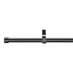 GoodHome Kimlos Gloss Black Nickel Effect Extendable Cap Single Curtain Pole Set Set, (L)2000mm-3300mm (Dia)19mm