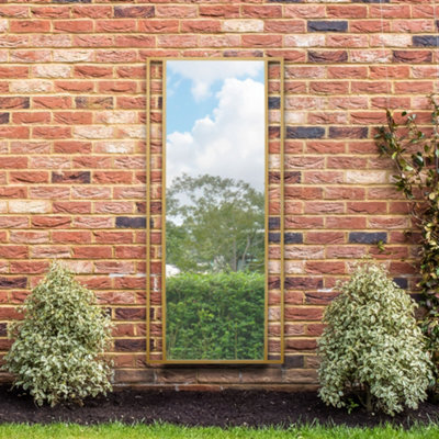 Mirroroutlet The Genestra Gold Modern Wall Leaner Garden Mirror 180 X 80Cm - image 1