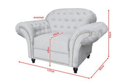 Lyon Chesterfield Style French Velvet Silver Fabric Armchair Sofa - thumbnail 3