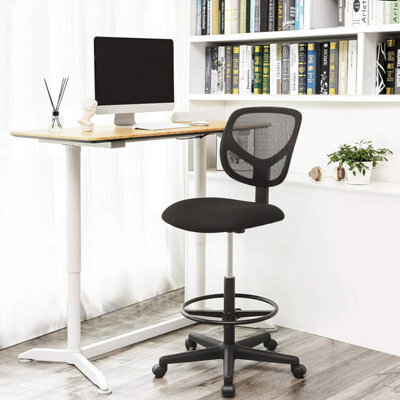 Songmics Drafting Stool Chair, High Office Chair, Ergonomic Painting Chair With Adjustable Height Footrest, Standing Desk Chair - image 1