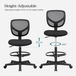 Songmics Drafting Stool Chair, High Office Chair, Ergonomic Painting Chair With Adjustable Height Footrest, Standing Desk Chair - thumbnail 4