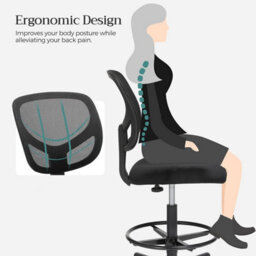 Songmics Drafting Stool Chair, High Office Chair, Ergonomic Painting Chair With Adjustable Height Footrest, Standing Desk Chair - thumbnail 3