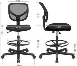Songmics Drafting Stool Chair, High Office Chair, Ergonomic Painting Chair With Adjustable Height Footrest, Standing Desk Chair - thumbnail 6