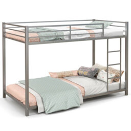 Costway 155 Cm Metal Bunk Bed Single Over Single Bunk Beds With Ladder-Silver - thumbnail 2