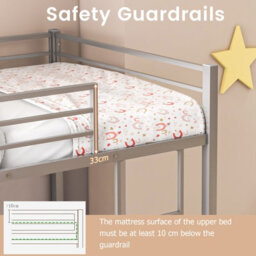 Costway 155 Cm Metal Bunk Bed Single Over Single Bunk Beds With Ladder-Silver - thumbnail 4