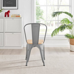 Furniturebox Set Of 2 Grey Colton Tolix Style Stackable Industrial Metal Dining Chair With Pine Seat - thumbnail 7