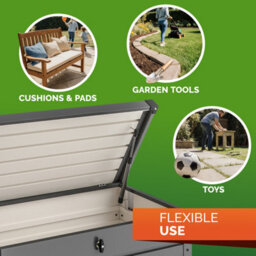 Gardebruk Metal Outdoor Storage Box With Lid, 385L Volume, Gas Lift, 120X62X63Cm, Lockable, Waterproof, 2 Keys, Anthracite - thumbnail 8