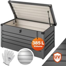 Gardebruk Metal Outdoor Storage Box With Lid, 385L Volume, Gas Lift, 120X62X63Cm, Lockable, Waterproof, 2 Keys, Anthracite - thumbnail 1