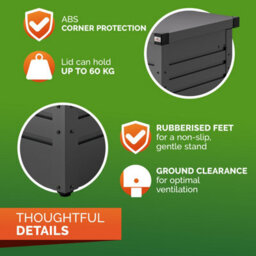 Gardebruk Metal Outdoor Storage Box With Lid, 385L Volume, Gas Lift, 120X62X63Cm, Lockable, Waterproof, 2 Keys, Anthracite - thumbnail 6
