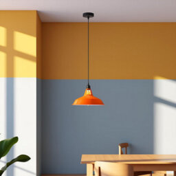 Ledsone Industrial Vintage E27 Adjustable Pendant Lamp With Orange Barn Slotted Shade For Kitchen Restaurant Bar Or Balcony - thumbnail 4