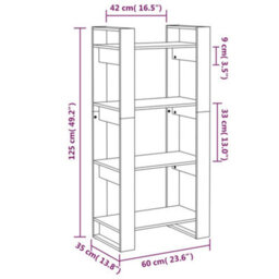 Berkfield Book Cabinet/room Divider Black 60X35X125 Cm Solid Wood - thumbnail 8