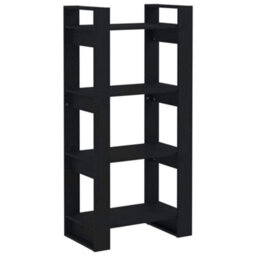 Berkfield Book Cabinet/room Divider Black 60X35X125 Cm Solid Wood - thumbnail 2