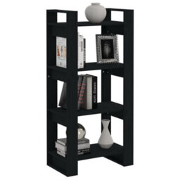 Berkfield Book Cabinet/room Divider Black 60X35X125 Cm Solid Wood - thumbnail 5
