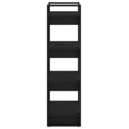 Berkfield Book Cabinet/room Divider Black 60X35X125 Cm Solid Wood - thumbnail 4