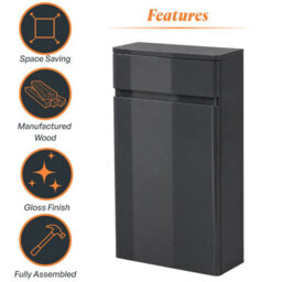 Plum&clay Marvel Gloss Dark Grey Back To Wall Toilet Wc Unit - thumbnail 6