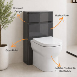 Plum&clay Marvel Gloss Dark Grey Back To Wall Toilet Wc Unit - thumbnail 4