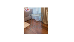 Spot On Dealz Chrome Side Round Coffee Tray End Table With Metal Frame Removable Tempered Glass Top - thumbnail 4