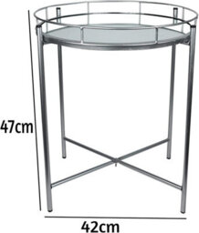 Spot On Dealz Chrome Side Round Coffee Tray End Table With Metal Frame Removable Tempered Glass Top - thumbnail 2