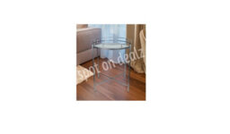Spot On Dealz Chrome Side Round Coffee Tray End Table With Metal Frame Removable Tempered Glass Top - thumbnail 6