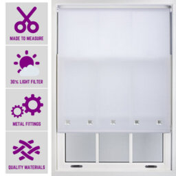White Roller Blind With Chrome Square Eyelets And Meta Fittings Cut To Size By Furnished - (W)90Cm X (L)210Cm