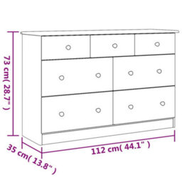 Walplus Chest Of Drawers Alta White 112X35X73 Cm Solid Wood Pine - thumbnail 8