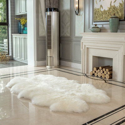 Living And Home White Irregular Super Soft Shaggy Longhair Area Rug Kids Room Decor Chair Sofa Cover Seat Pad 110 X 180 Cm